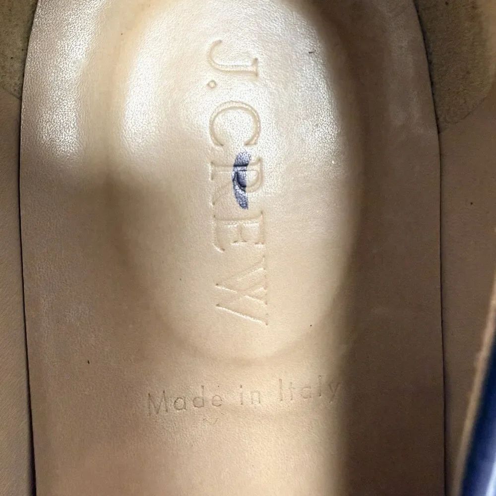 J. Crew Navy & Copper Orange Metallic Jacquard Tasseled Leather Sole Loafer Sz 7